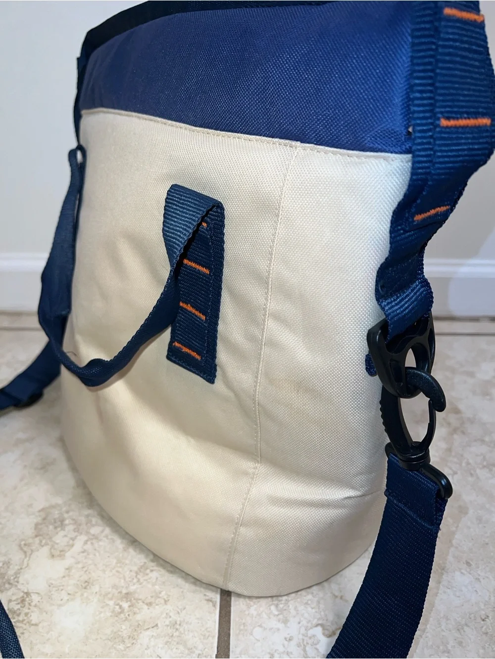 Disney Cruise Line Cooler Tote Bag Shoulder Strap Navy Tan 14 in x 12 in